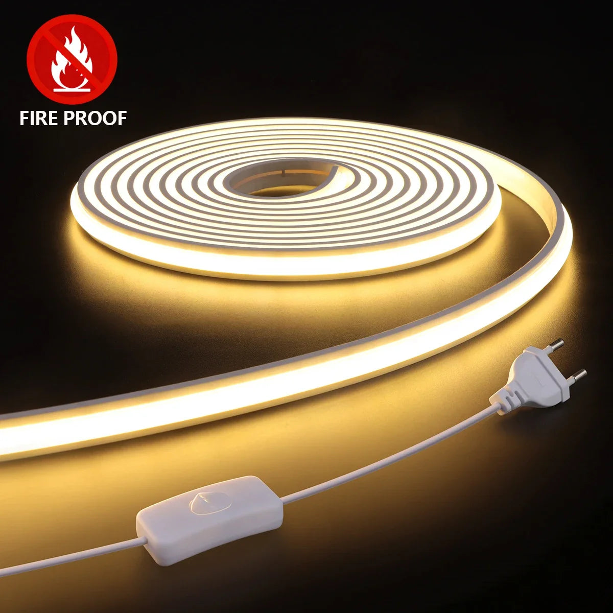 Fireproof Genuine Silicone COB Neon Strip Light 220V Swtich Control Super Bright 280leds/m Cabinet Garden Ambinet Backlight Oasis Select