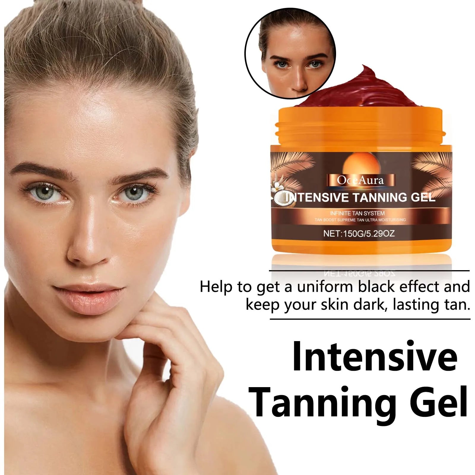 Intensive Tanning Gel & Cream Set Accelerator Bronzing Dark Skin Long Lasting Moisturizing Face Body Sunless Self Tanning Cream Oasis Select