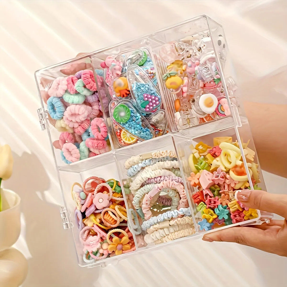 Transparent hair accessory storage box cover, dust-proof and moisture-proof jewelry box, headband hair clip, jewelry display box Oasis Select