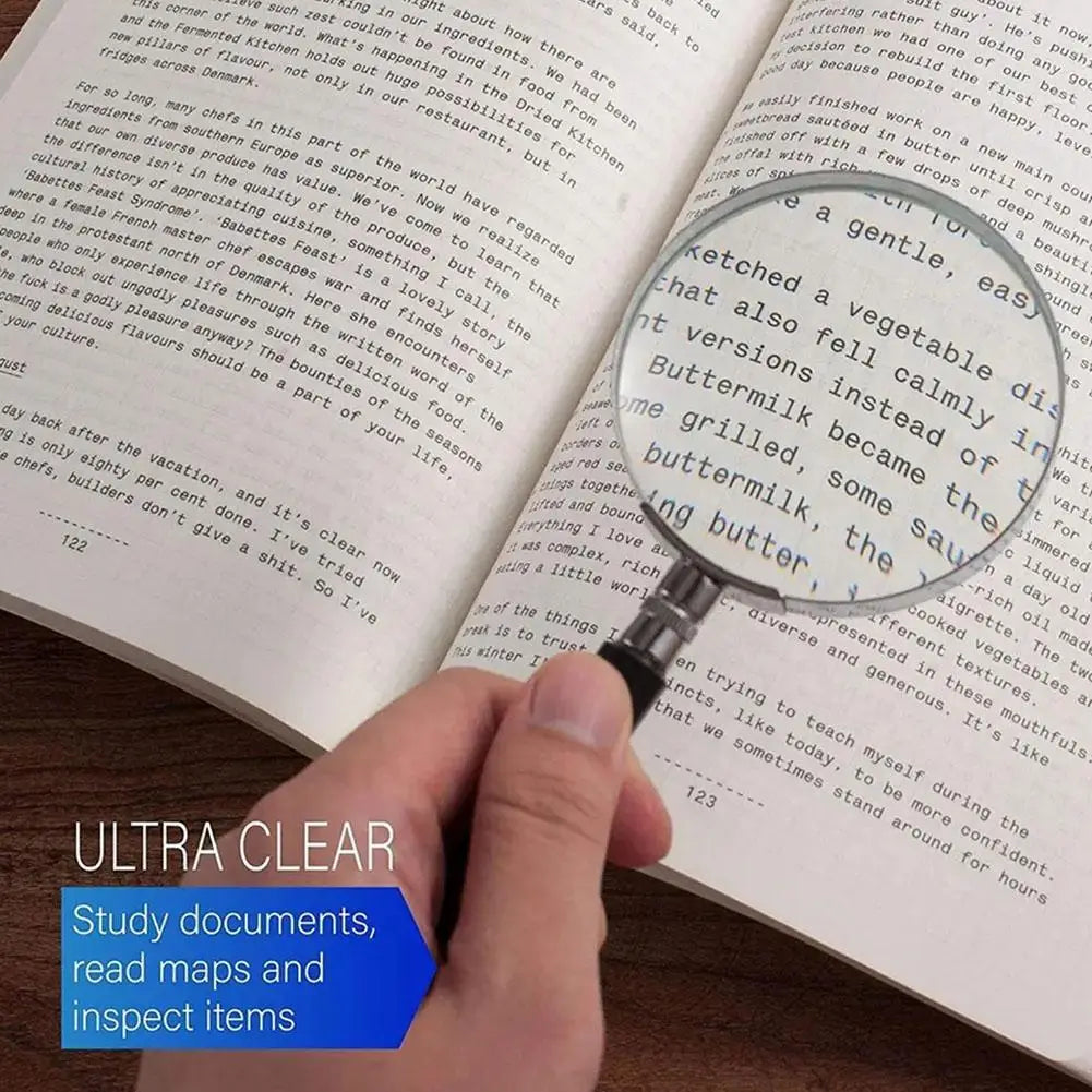 10X Handheld Magnifying Glass – Clear Lens & Non-Slip Handle
