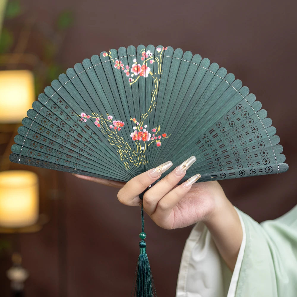 New All-bamboo Dance Fan Portable Summer Folding Fan Classical Film and Television Court Photo Fan Oasis Select 17