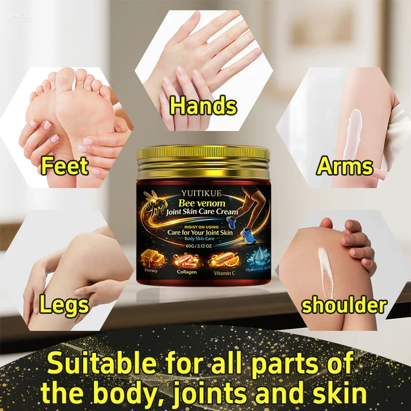 YUITIKUE Bee Venom Joint Skin Care Cream With Honey Collagen Vitamin C Hyaluronic Acid Non-Sticky Easy Absorb Full Body Use Oasis Select