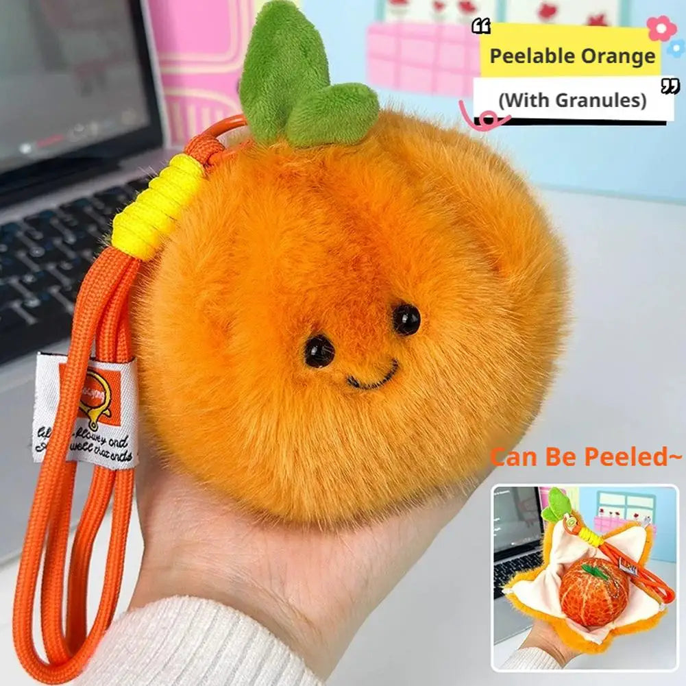 Peelable Fruit Plush Keychain – Stress Relief Toy & Bag Charm