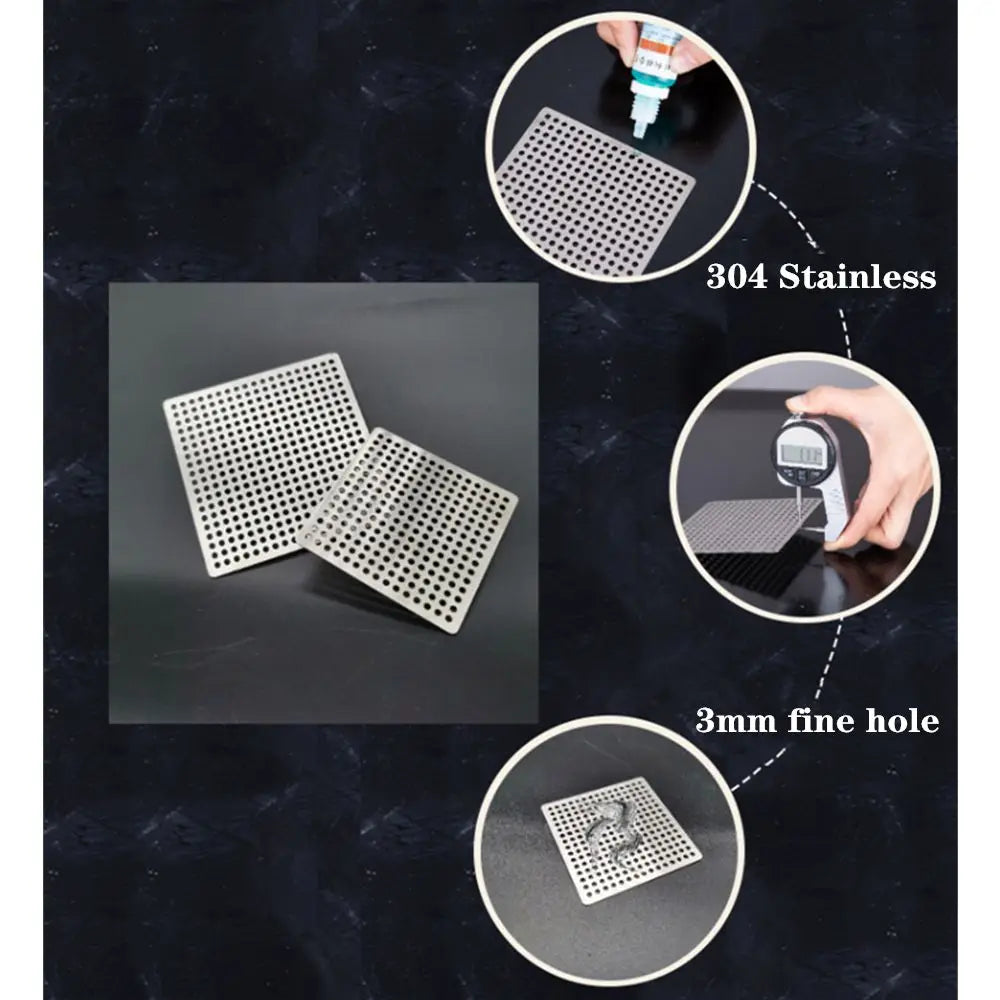 Stainless Steel Square Drain Hole Shower Hair Catcher Filter Stopper Floor Drains Net Cover Kitchen Bathroom Hardware Parts Oasis Select