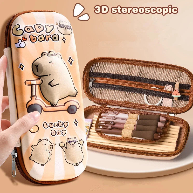 3D Capybara Pencil Case Drop Resistant Waterproof Student School Supplies Large Capacity Multifunctiona Pen Pouch Stationery Oasis Select A