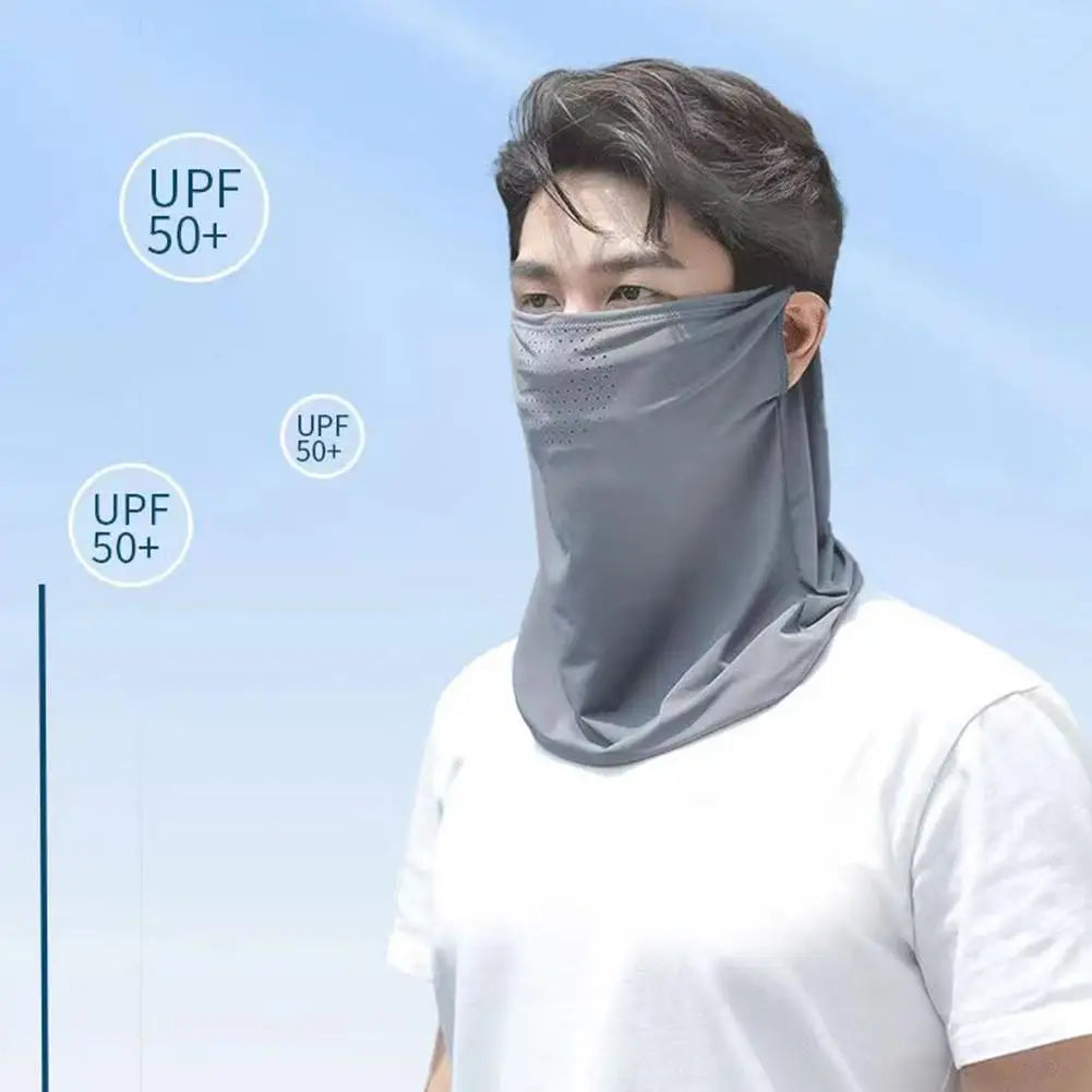 Unisex Face Scarf Breathable Ice Silk UV Sun Protection Mask Soft Adjustable Anti Ultraviolet Thin For Summer Outdoor Activities Oasis Select