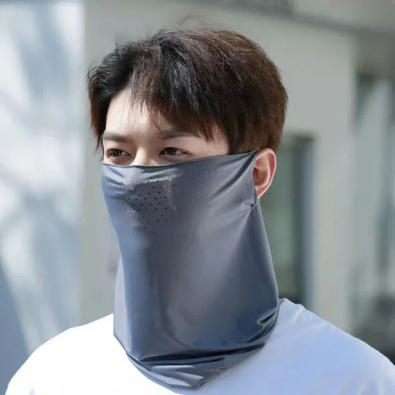 Summer Sunscreen Ice Silk Mask Neck UV Protection Face Cover Sunscreen Face with Brim Outdoor Cycling Sun Protection Hats Caps Oasis Select