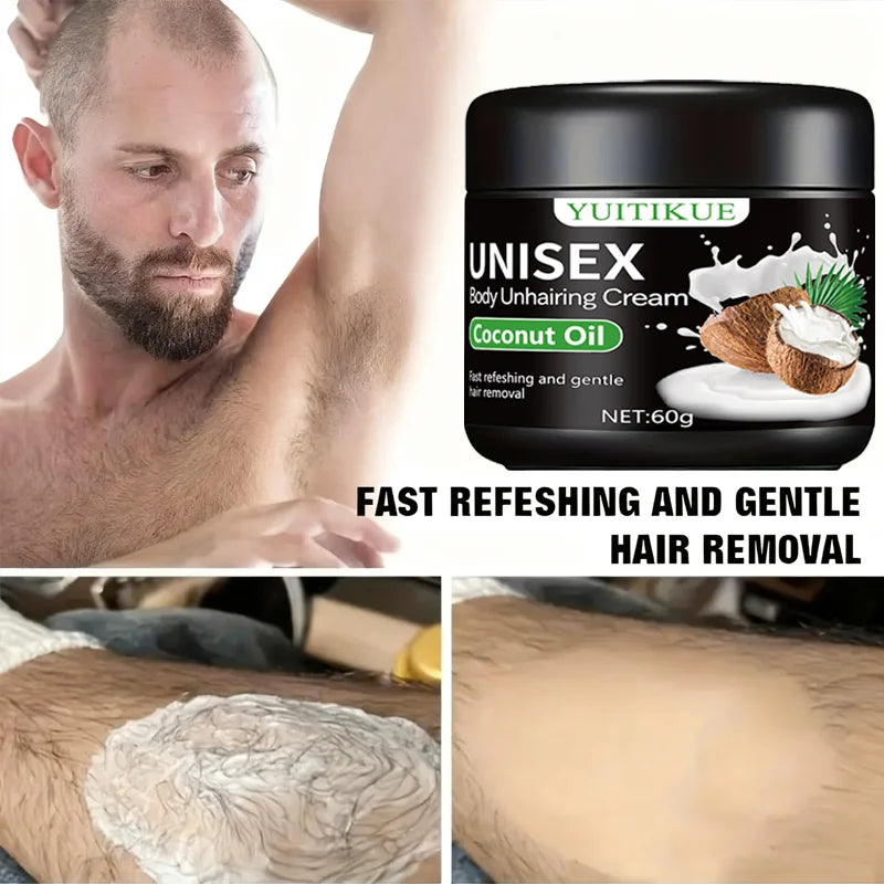 YUITIKUE Hair Removal Cream 60g – Coconut Oil & Aloe Unisex