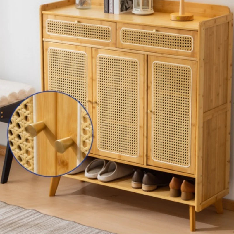 Nordic rattan shoe cabinet, living room entry home door locker, large capacity simple entrance storage, shoe rack with draw Oasis Select