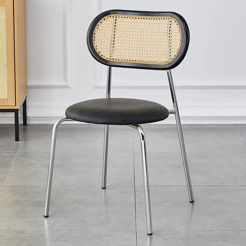 Multi-functional Household solid wood backrest dining chair office study rattan chair homestay milk tea shop seat Durable Oasis Select Black A