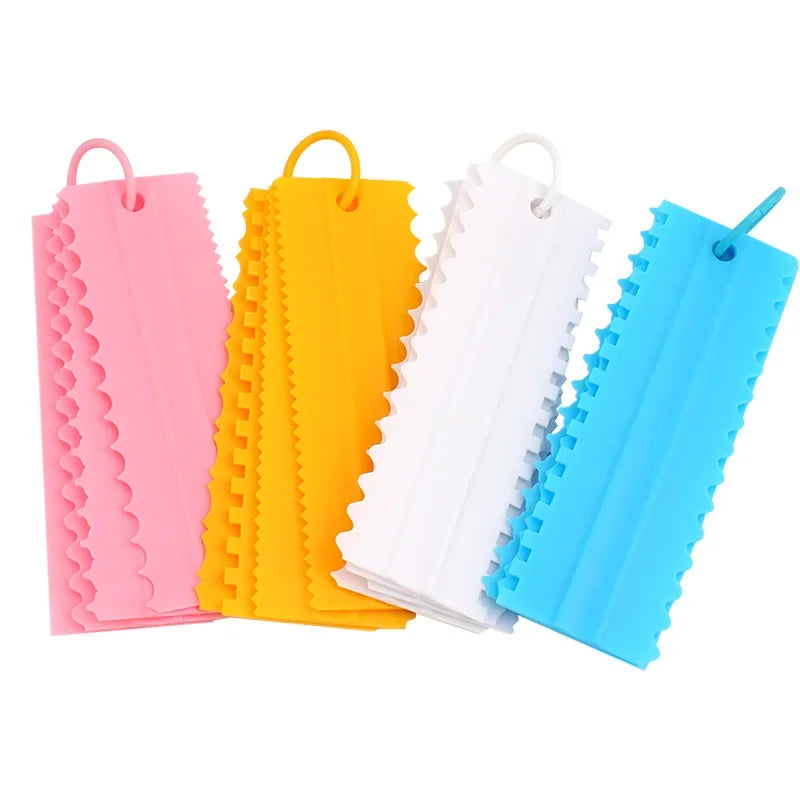 DIY Baking Tools 4pcs/set Cream Scraper PP Cream Smoother Pastry Icing Combs Spatulas Bakery Accessories Cake Decorating Comb Oasis Select