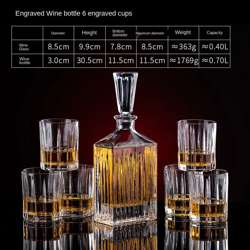 European thickened whiskey glass set large foreign wine glass crystal glass wine bottle creative wine set Oasis Select Engraved set