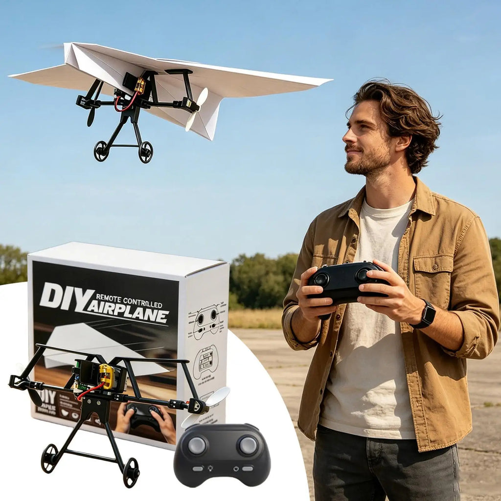 RC Paper Airplane Kit DIY Aircraft Toys Electric Remote Control Plane excluding paper airplane for Boys Girls Backyard Holiday Oasis Select