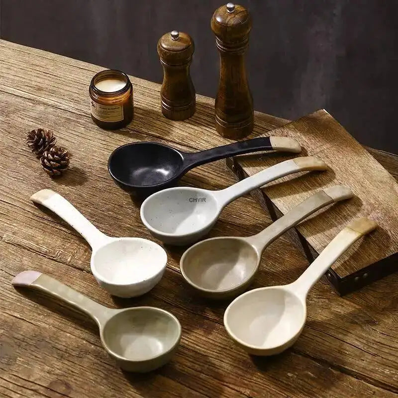 Rustic Ceramic Serving Spoon Long-handled Soup Spoon Large Spoon Ceramic Tableware Oasis Select