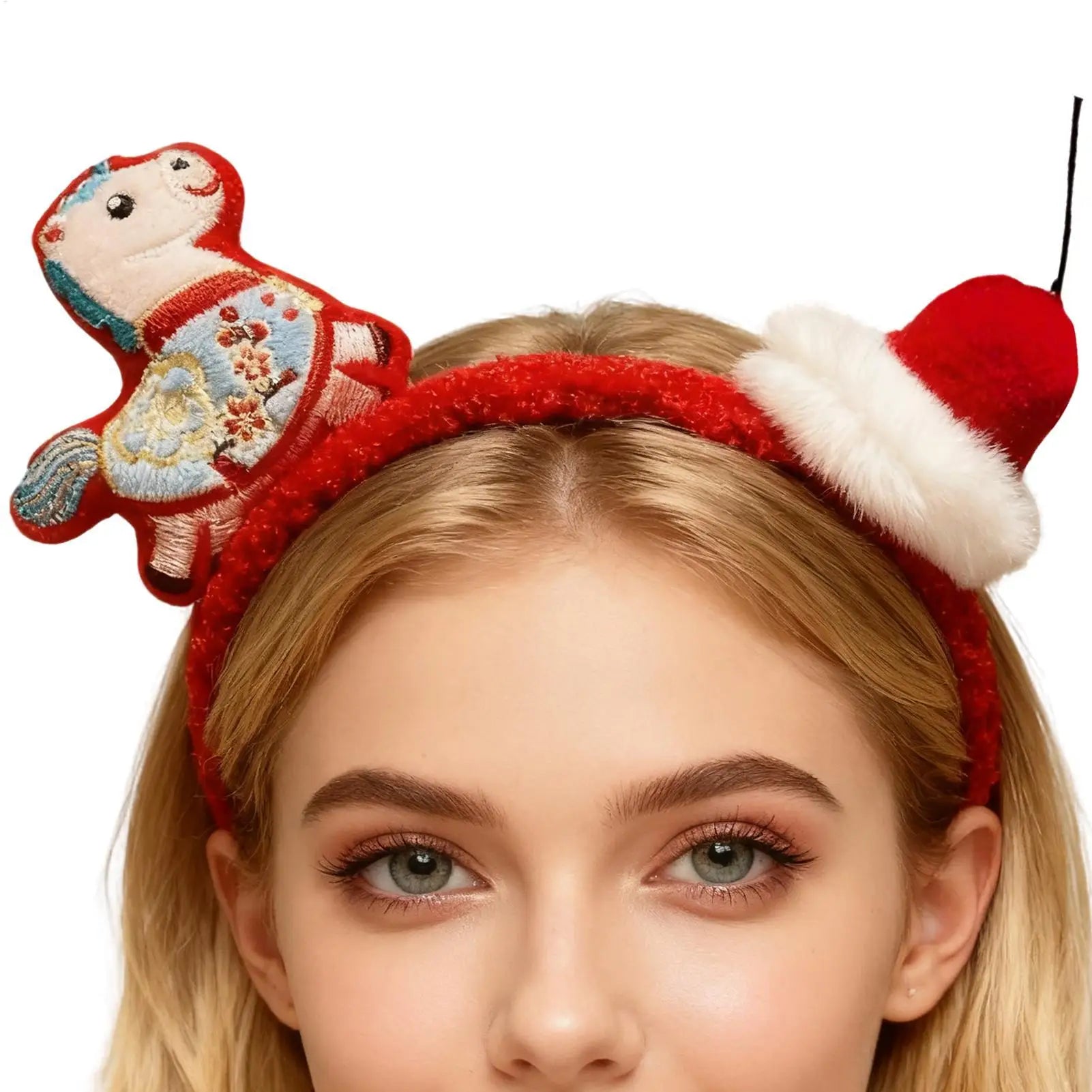 Funny Cartoon Horse Headband New Year Headband Plush Pony Mascot Hair Hoop Plush Fortune Hairband Spring Festival Headband Oasis Select