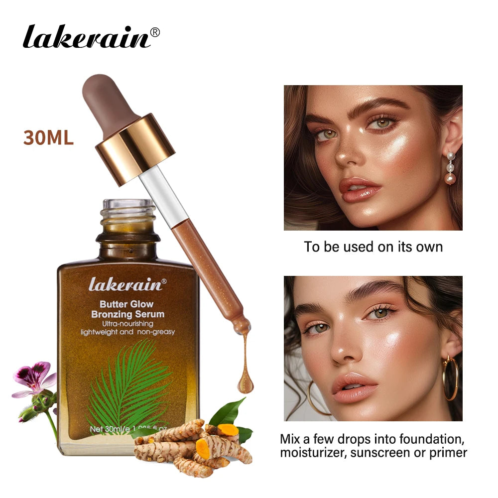 30ml Butter Glow Bronzing Serum Innovative Nourishing Skincare Bronzing Drops for Radiant Natural Sunkissed Complexion Sunkissed Oasis Select as show