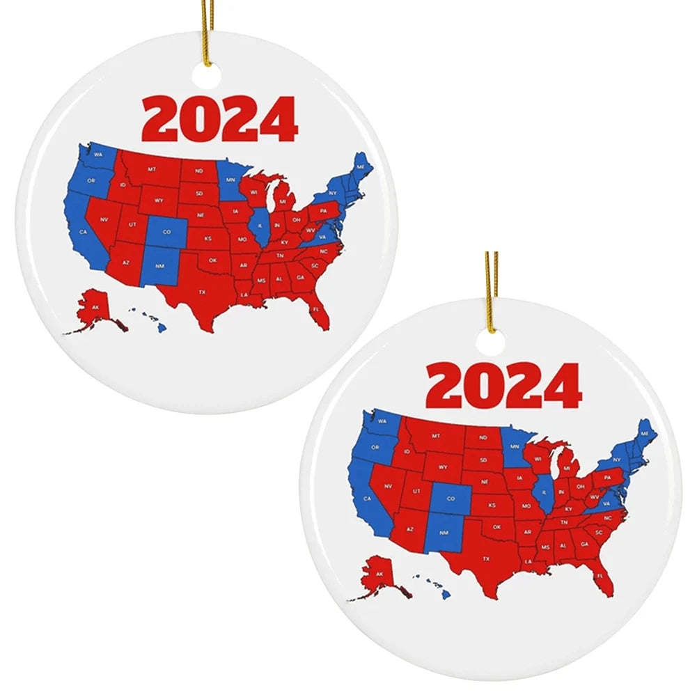 3-Pack 2024 US Election Map Acrylic Christmas Ornaments Christmas Ornament Set Oasis Select 2 PCS B spain