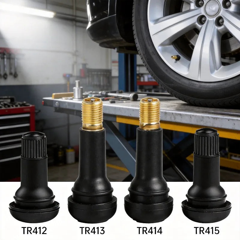 4/8/24PCS Car Tubeless Tire Valve Tire Valve Stem TR412/TR413/TR414/TR415 with Dust Cover Black Rubber Snap on Tire Valve Stem Oasis Select