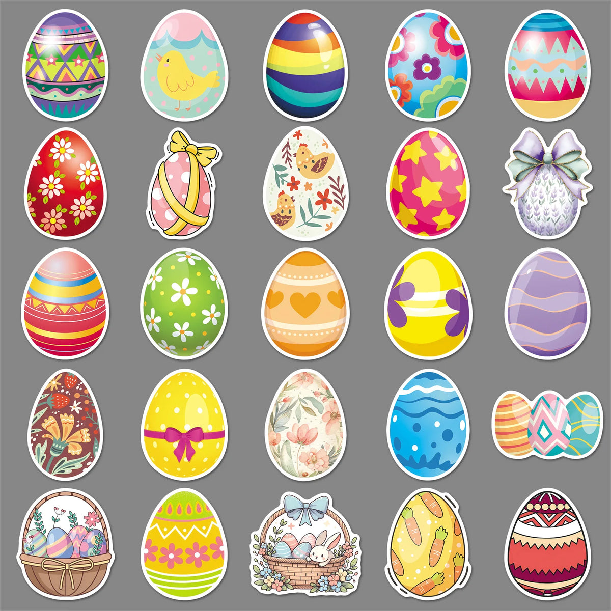 50 Pieces Easter Egg Stickers Colorful Bunny Decals for Party Decor Water Bottles Laptops Holiday Craft Scrapbook Supply Oasis Select