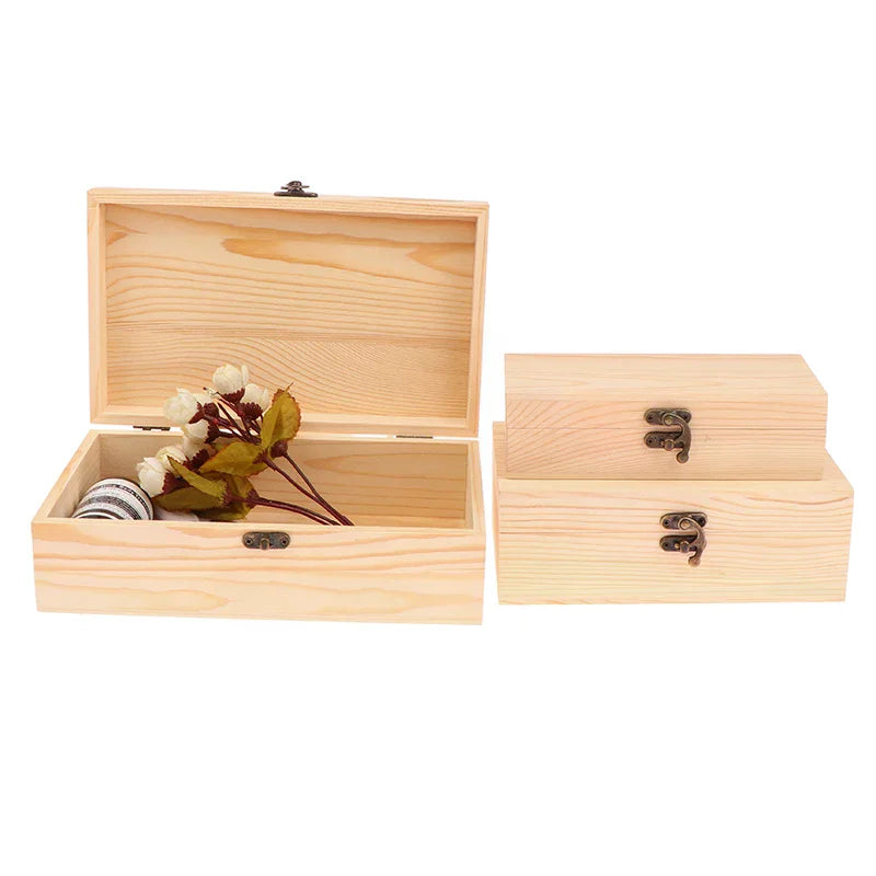 Rectangular Wooden Storage Box Organizer Wooden Storage Case Simple Storage Container Dust-Proof With Lock Jewelry Box Case Oasis Select