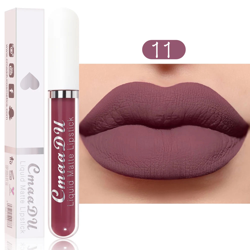 CmaaDu 1 Pcs Matte Lip Gloss Liquid Lipstick- Lip Stains with Long-Lasting Waterproof, Adult Age Range, Red Tones Easy to Color Oasis Select 11