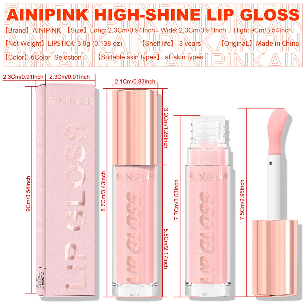 Lip Gloss High Shine Glitter Lipstick Non-sticky Mirror Makeup Waterproof Moisturizing Jelly Pink Nude Tones Y2K Christmas Gift Oasis Select