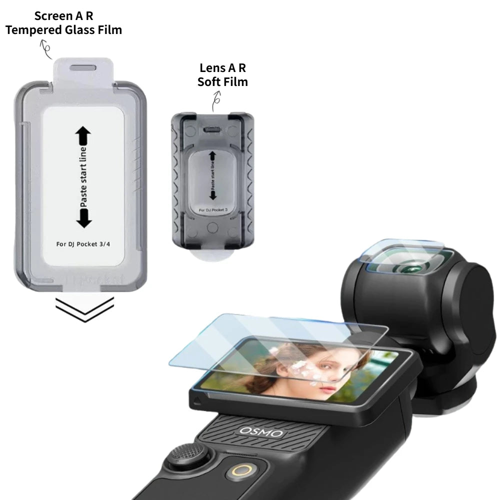 Ultra HD AR Protective Film Set For DJI Pocket 4 Lens and Screen Shatterproof Tempered Glass Film Easy Install Screen Protector Oasis Select