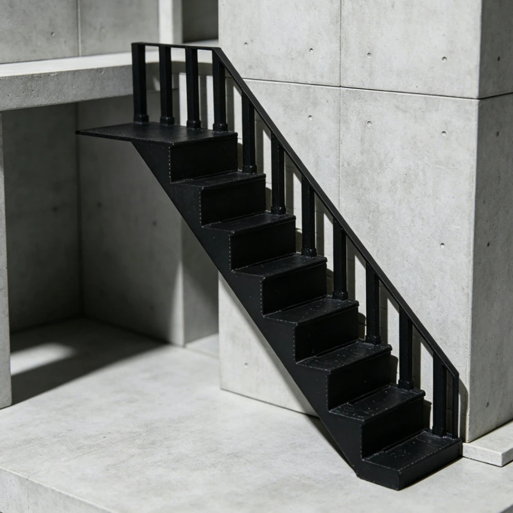 1:12 Scale Miniature Staircase Model Statue Building Stairs with Railings Dollhouse & Diorama Ornament Accessory DIY Scene Decor Oasis Select
