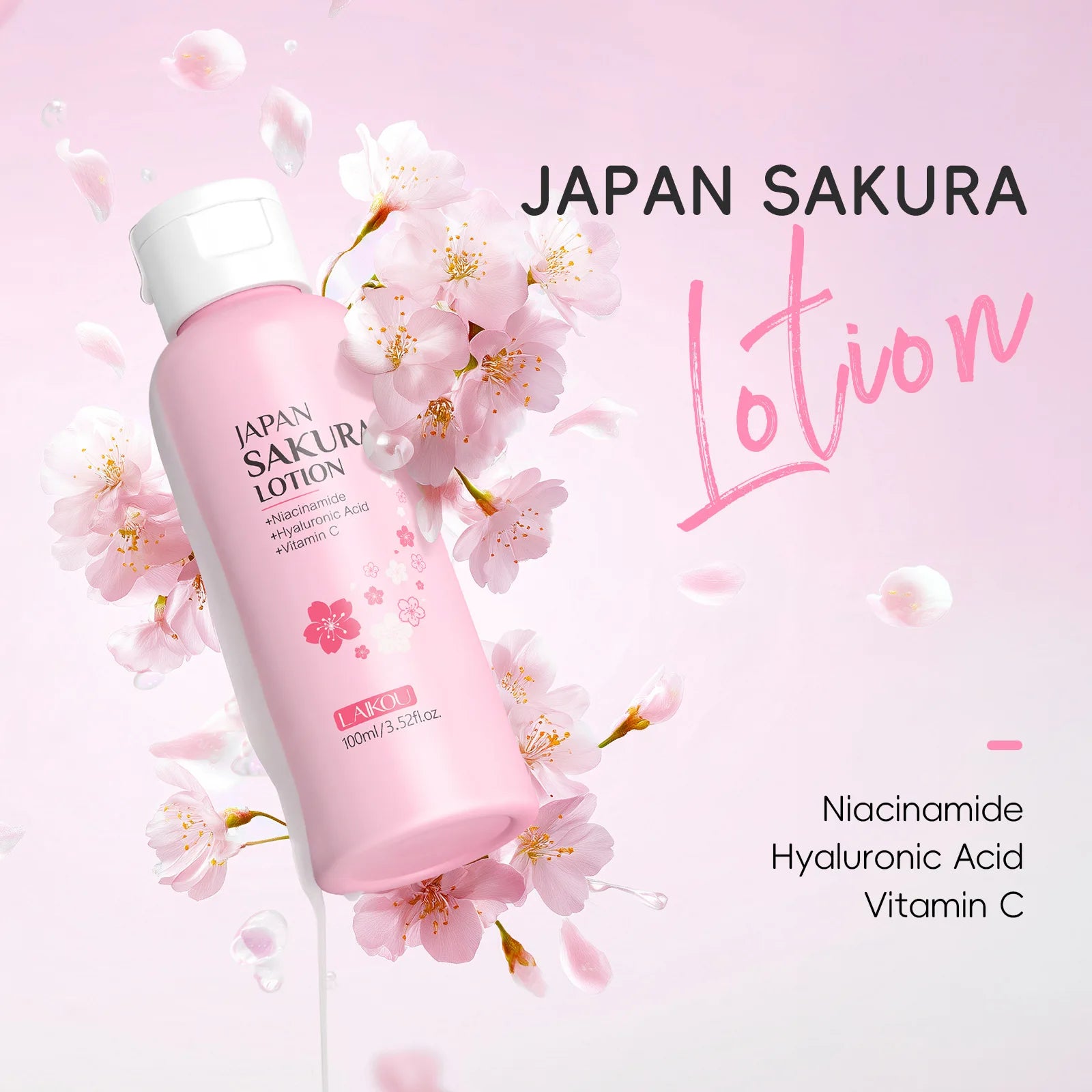 LAIKOU Sakura Face Lotion – Moisturizing Pore-Minimizing Essence Face Moisturizing Lotion Oasis Select