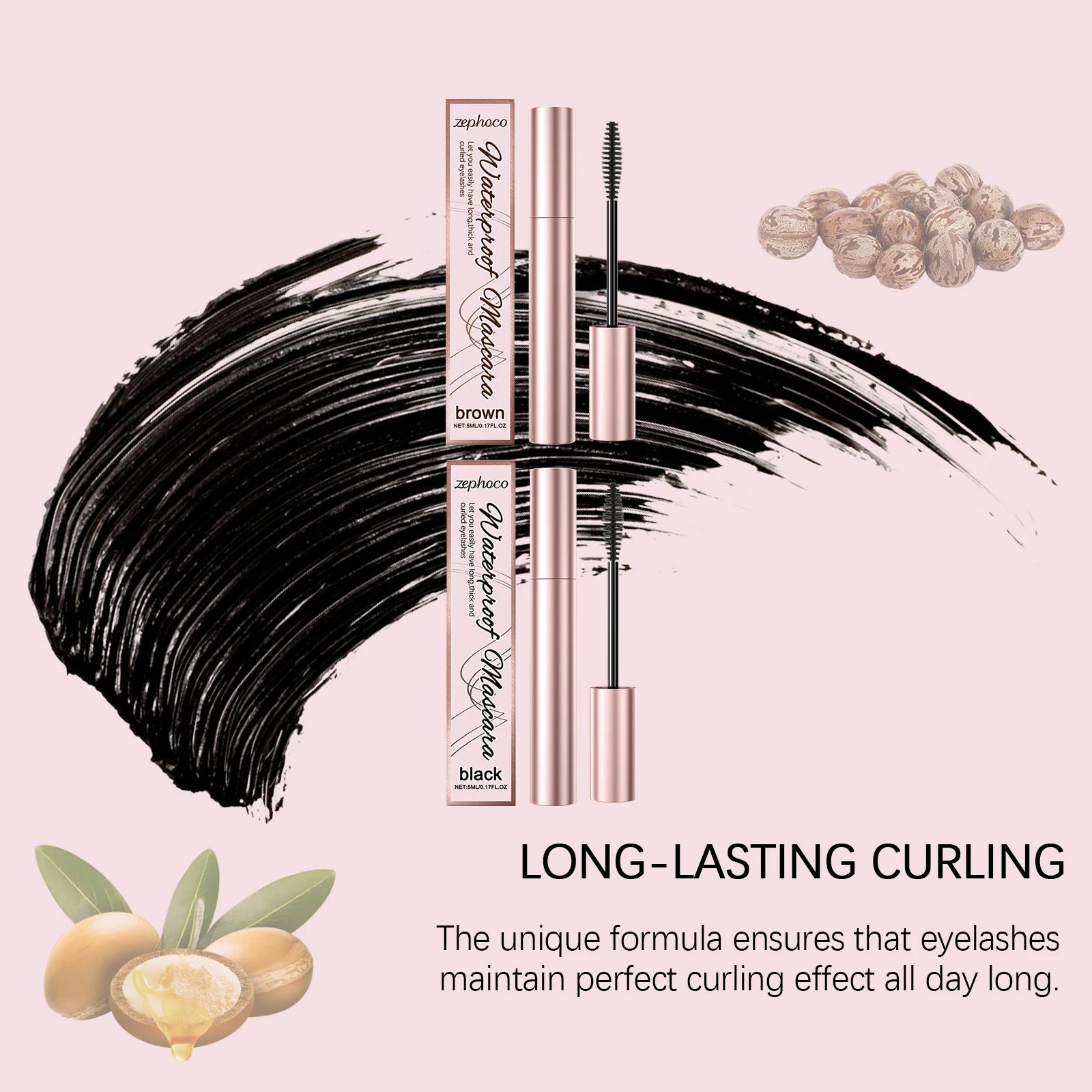 Zephoco Waterproof Mascara – Curling, Lengthening & Volumizing