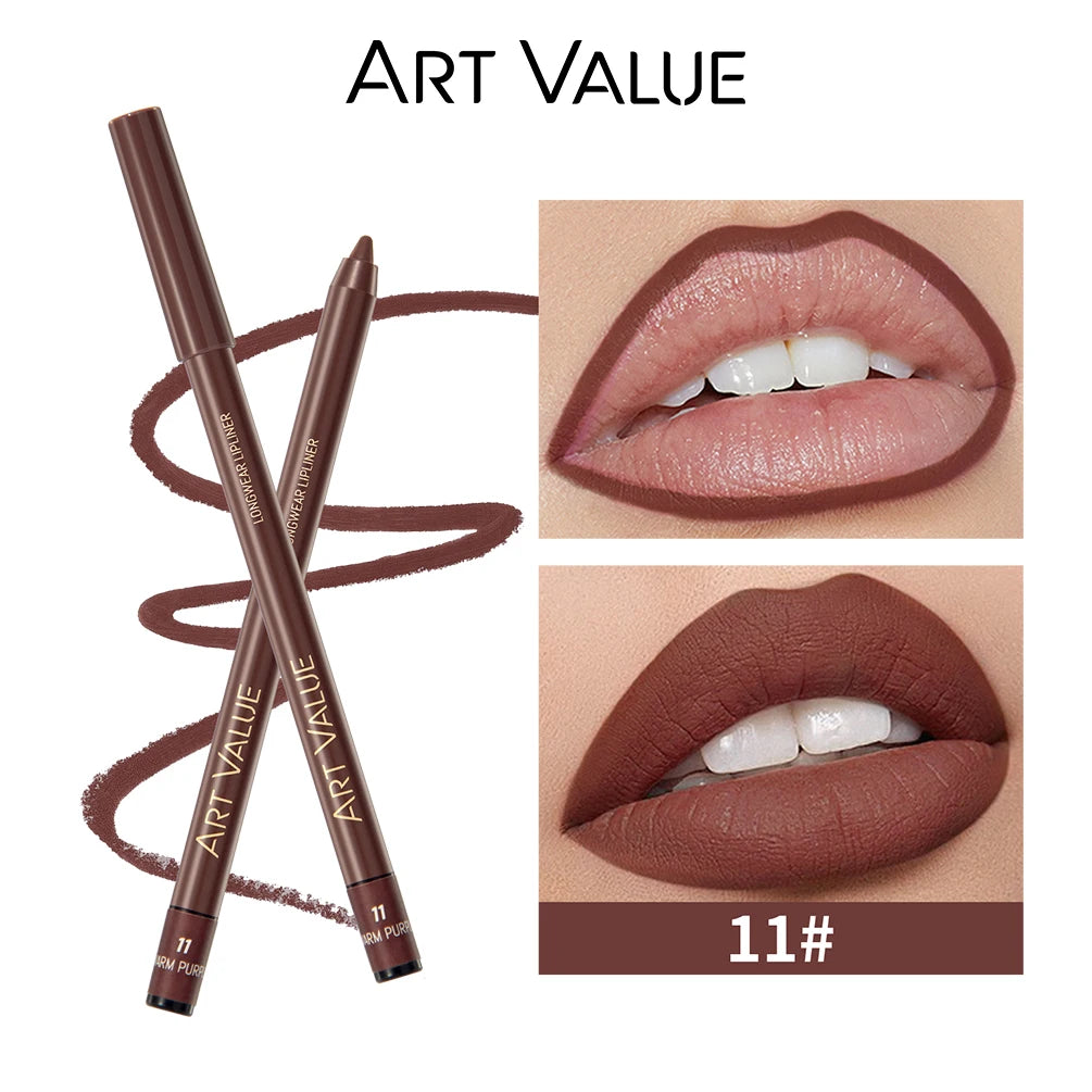 Art Value 12-Color Waterproof Matte Lip Liner Pencil – Long Lasting