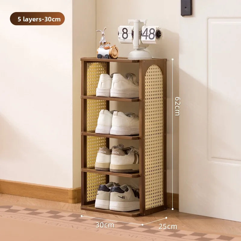Multi-layer household door Small narrow shoe cabinet Simple and does not take up space Strong and durable Home storage shelf Oasis Select Brown five layers