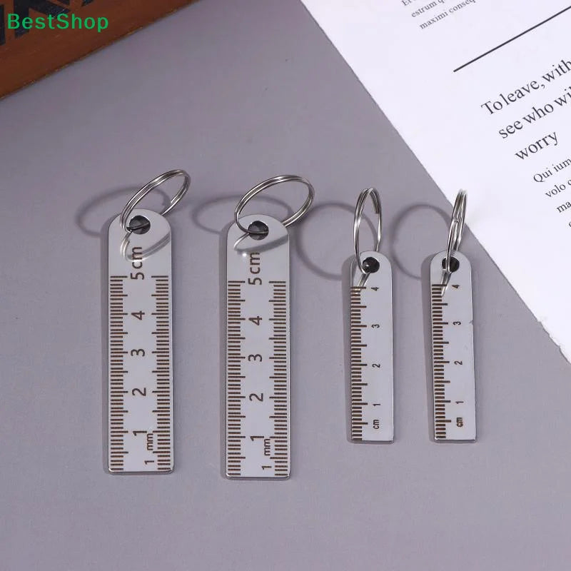 ♥Mini Stainless Steel Ruler Keychain | 1-5cm Portable Measuring Tool Key Rings (Anti-loss Measuring Ruler) Oasis Select