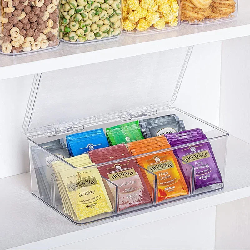 Tea Bag Storage Box Office Multifunctional Storage Box with Lid Acrylic Organizer Coffee Bag Compartment Box Storage Box Oasis Select