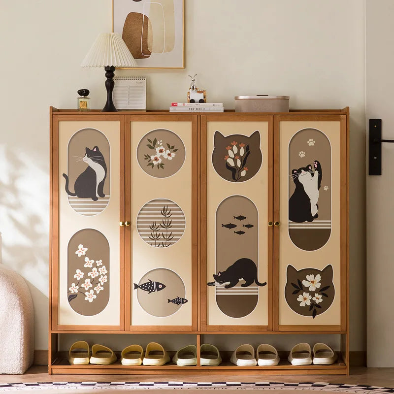 Shoe cabinet household entrance home storage cabinet integrated against the wall entrance shoe rack multi-layer simple storage Oasis Select