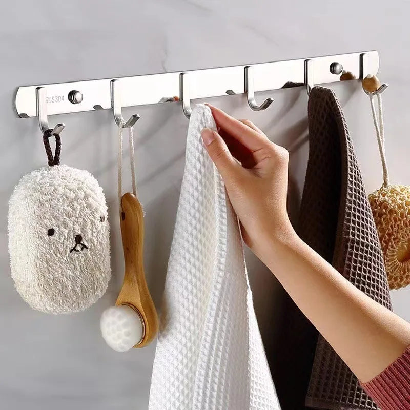 Stainless Steel Hook Hooks Toilet Clothes Hook Kitchen Supplies Hanger Punch-free Hook Rack Bathroom Hooks Punching Hooks Oasis Select