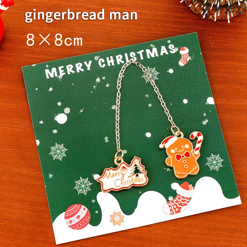 Christmas Tree Wreath Elk Metal Bookmark Christmas Book Mark Pendant Student Gift Learning Stationery Supplies For Women Men Kid Oasis Select A3