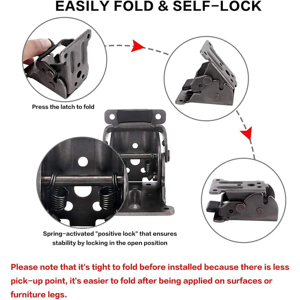2026-WISH 4Pack Folding Brackets, Lock Extension Support Bracket Foldable Self Lock Hinges With Screws For Table Bed Leg Feet Oasis Select