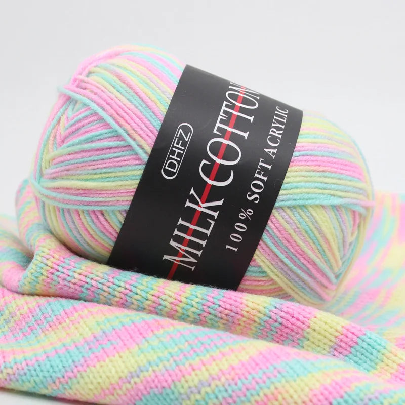 DIY Three Strands Graded Section Dyed Wool Medium Fine Cotton Thread Hand Crochet Doll Milk Cotton Thread Crochet Yarn Oasis Select