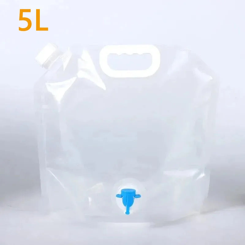 5/10L Camping Water Bag Portable Folding Water Bucket Large Water Container Outdoor Travel Collapsible Pouch Can Camping Supplie Oasis Select 5L Transparent 1p