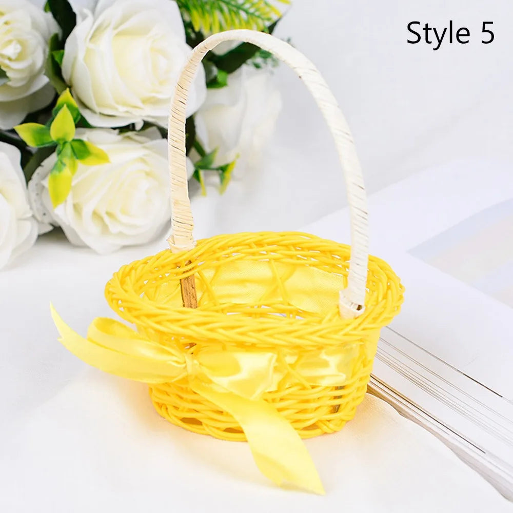 Hand-Woven Rattan Wicker Basket – 8 Colors Handheld Storage