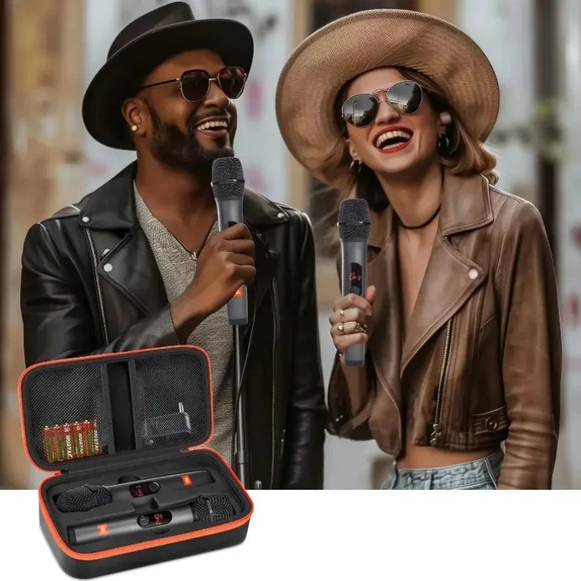 Portable Eva Wireless Microphone Storage Bag Carrying Case Compatible with JBL Wireless Two Microphone System for Trip Camping Oasis Select