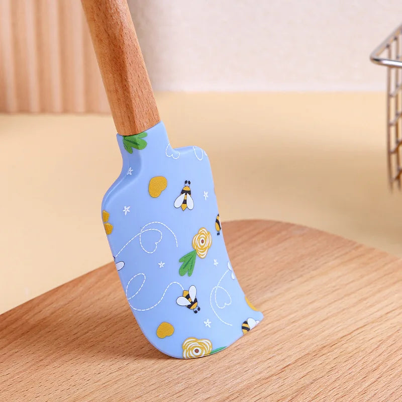 Christmas Non-Stick Silicone Cake Spatula Wooden Handle Chocolate Butter Mixer Pastry Cream Scraper Baking Kitchen Accessories Oasis Select