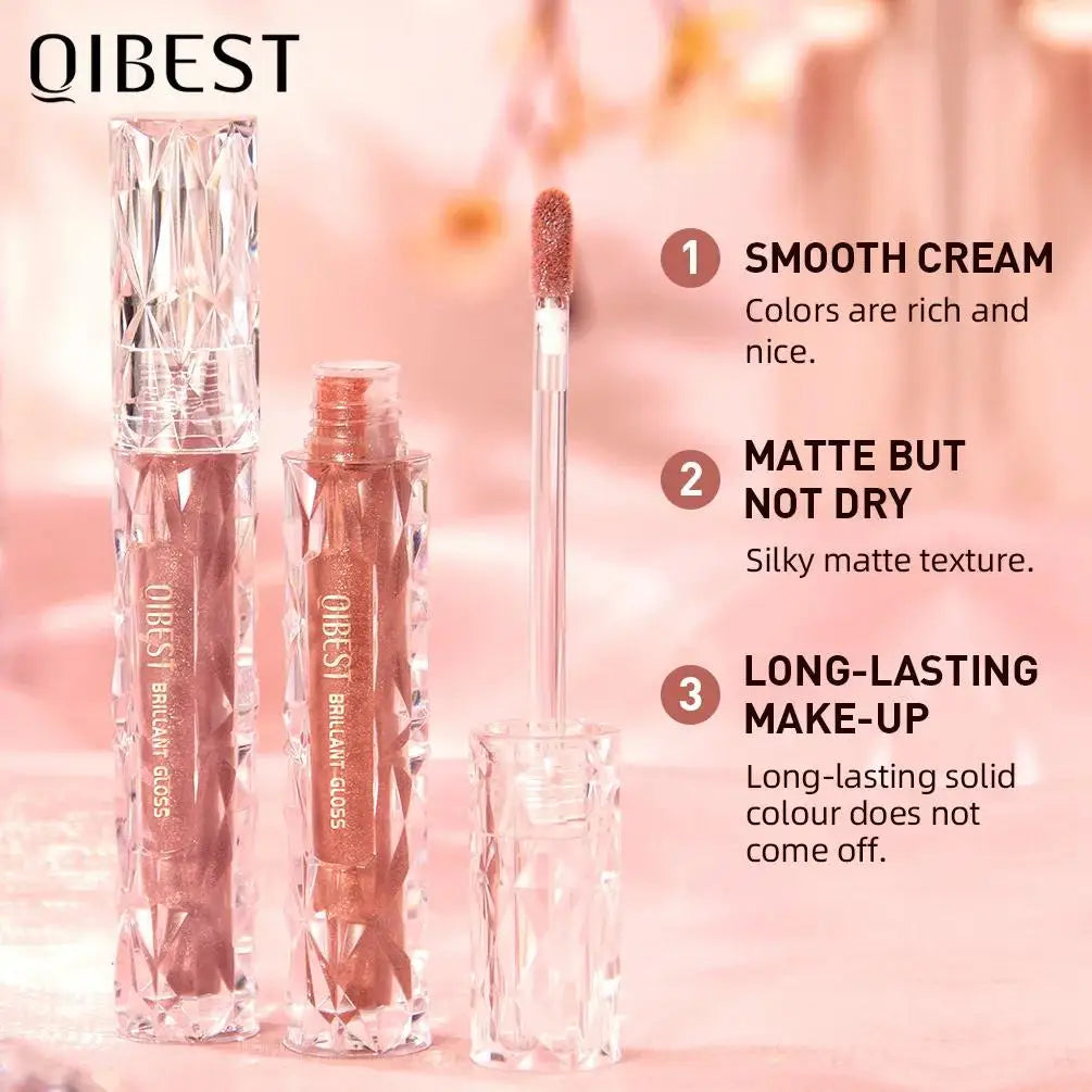 QiBest Diamond Shimmer Lip Gloss – 10 Colors Glitter Pearl Glaze Glitter Lip Gloss Oasis Select