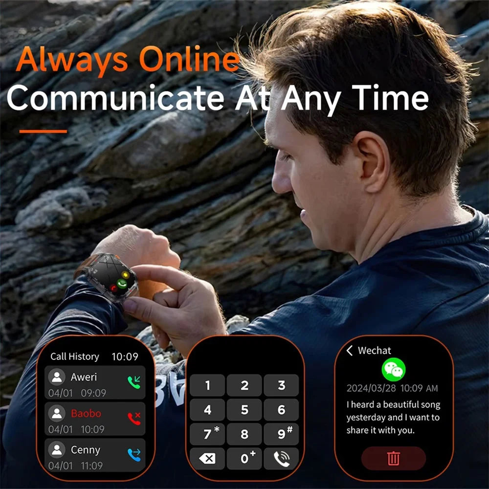 1100mAh Battery Outdoors LED Flashlight Smart Watch Men Compass BT Call Smartwatch Women Message Push Waterproof Health Monitor Oasis Select