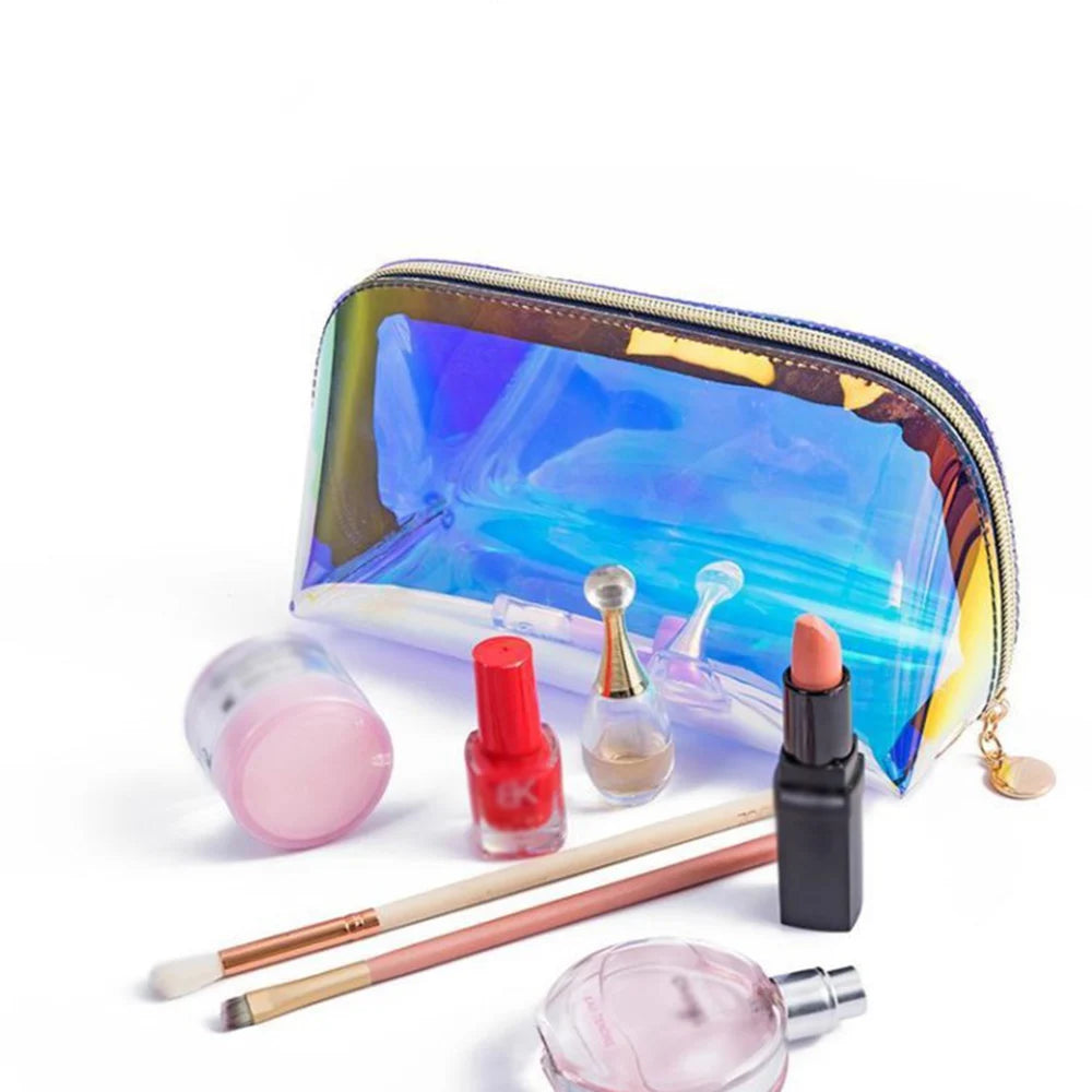 Makeup Bag Iridescent Cosmetic Bag with Zipper Waterproof Travel Makeup Organizer Glitter Makeup Bag for Home Office Travel Busi Oasis Select