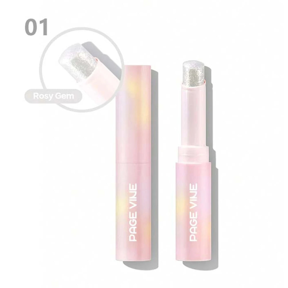 Sparkling Jelly Highlighter Stick Pearlescent Monochrome Shine Glitter Highlight Eyeshadow Stick High Gloss Face Brighten Makeup Oasis Select 01