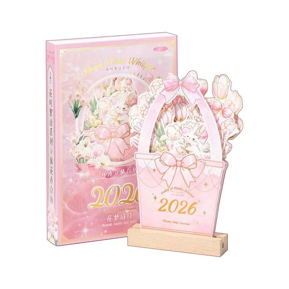 2026 Bloomy Flowers Calendar Desk Calendar Tabletop Calendar Standing Monthly Calendar Year For Home School Desktop Decorations Oasis Select 01