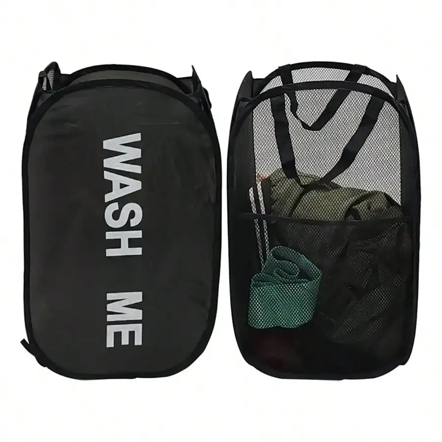 Portable Mesh Pop Up Laundry Hamper Wide Opening Breathable Collapsible Space-Saving Laundry Basket Dorm Travel Bathroom Items Oasis Select