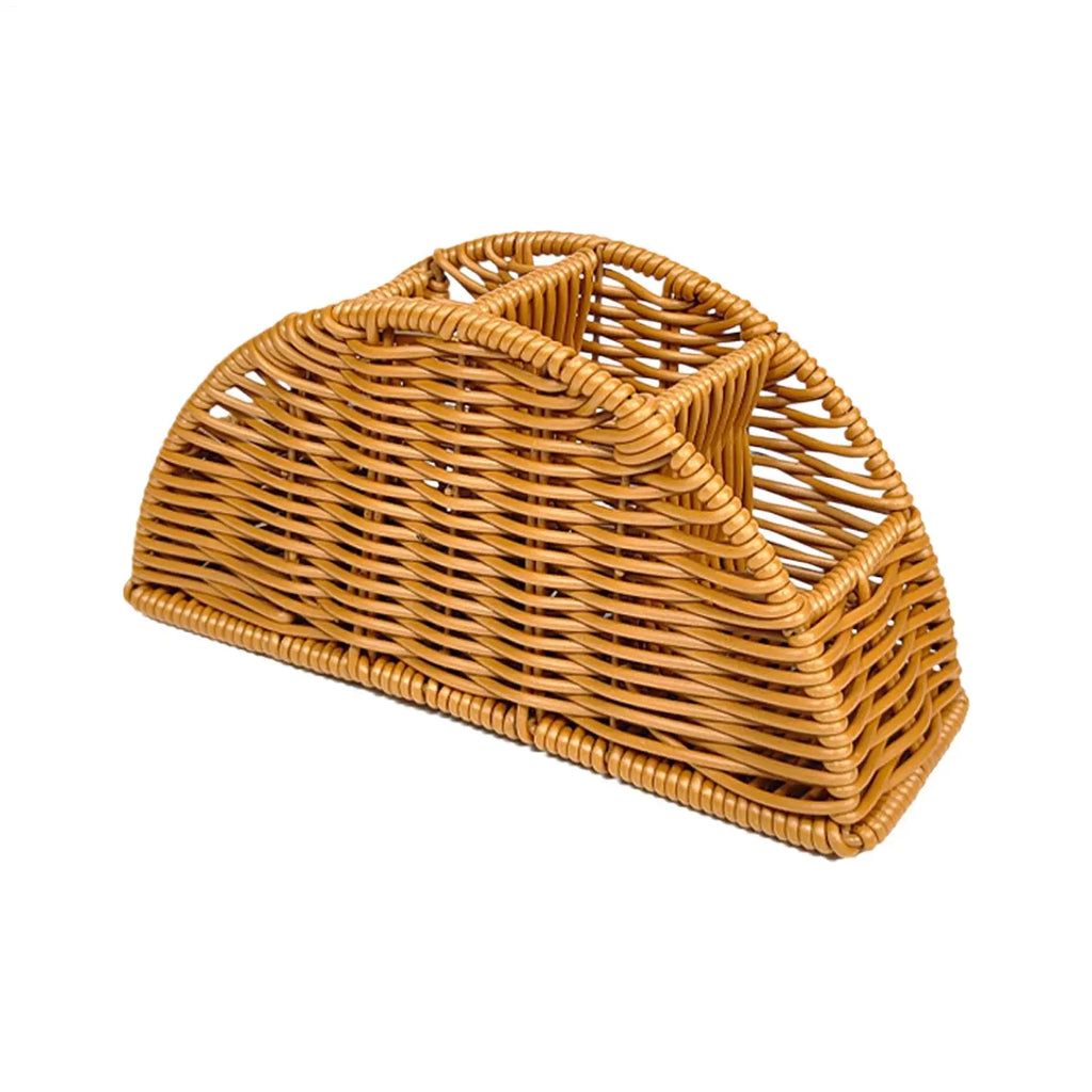 Woven 4-Slot Remote Control Holder – Boho Desktop Organizer